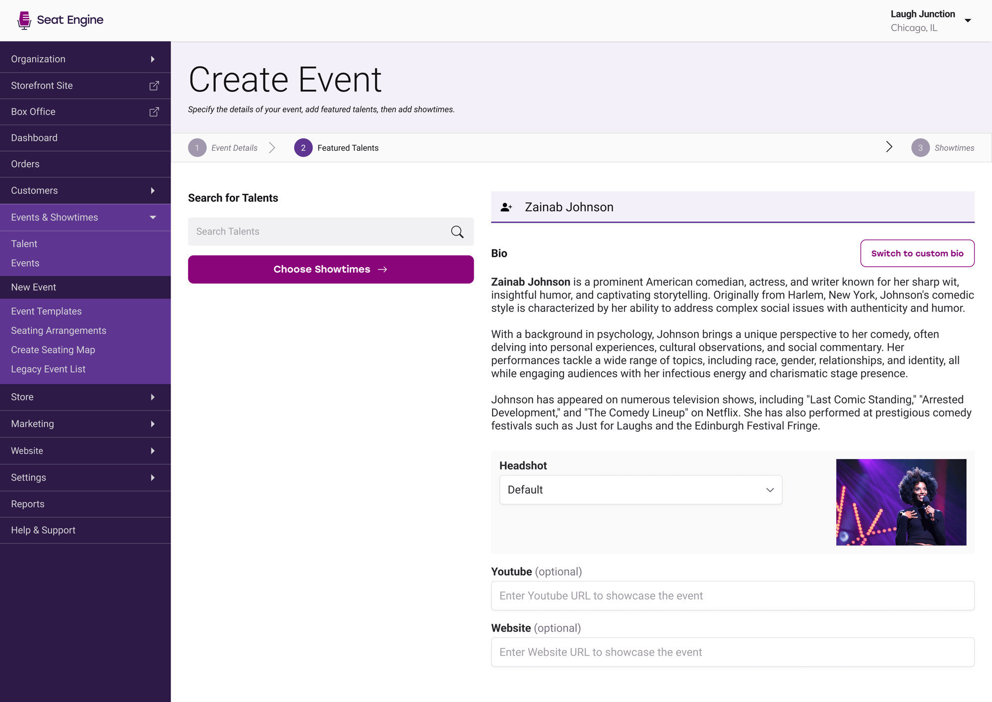 featured talents event creation product screenshot featured talents event creation product screenshot